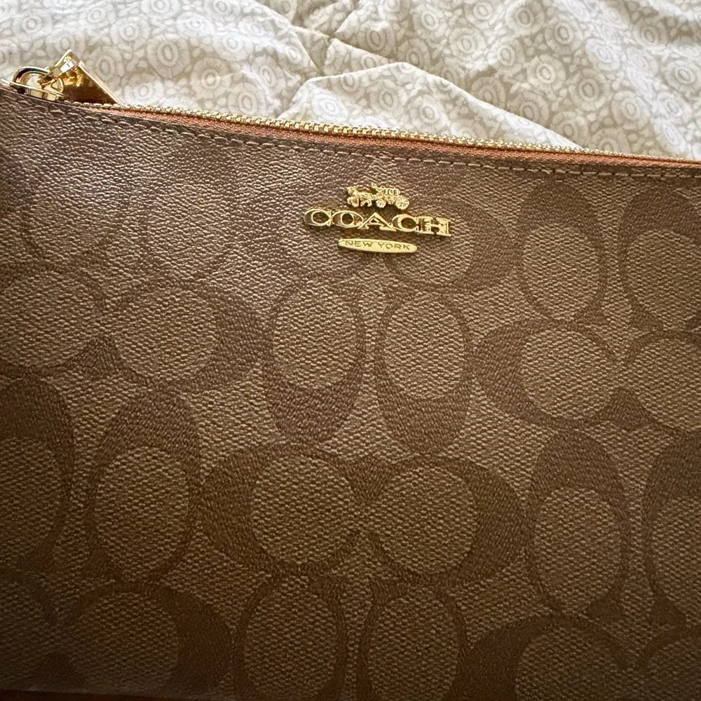 Coach Tan and Brown Signature Crossbody Bag